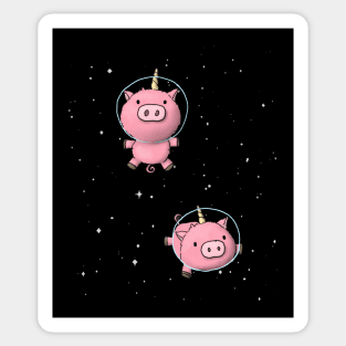 Space Pig Unicorns are floating through the Galaxy Sticker